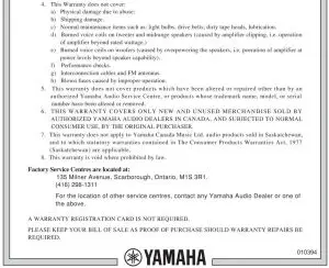 FIG 24 Yamaha Audio Warranty