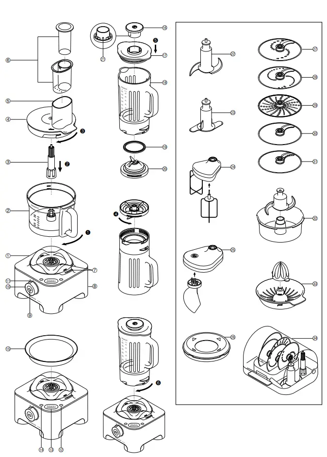 KENWOOD FPM810 Series MultiPro Sense Food Processor Parts Description