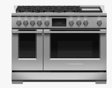 FISHER PAYKEL RDV3-486GD-L Dual Fuel Range, 48 Inch, 6 Burners with Griddle