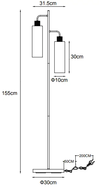 QAZQA 105977 Stavelot FL Black Modern Floor Lamp - Overall