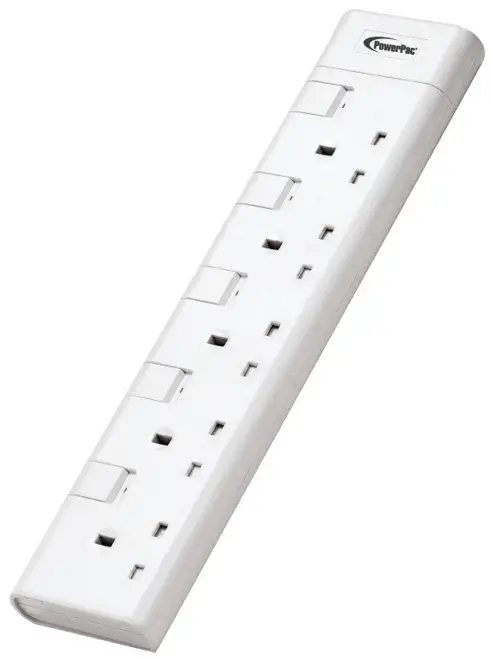 PowerPac PP8555N 5 Way Safety Extension Socket-