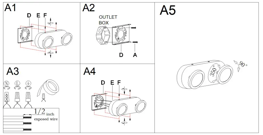 ZEVNI A04655 Damla 12 Inch Wide Black LED Vanity Light - Make assembly