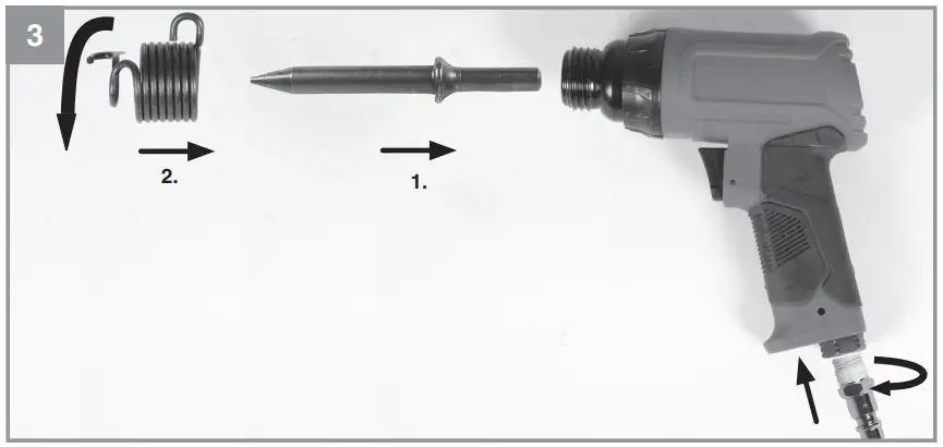 Fitting/removing the attachable chisels
