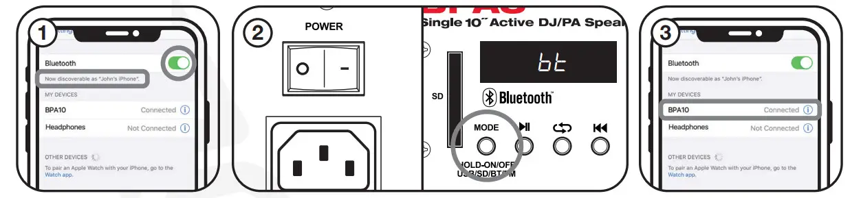 ROCKVILLE BPA10 10 Active DJ PA Speaker with Bluetooth - Bluetooth Pairing