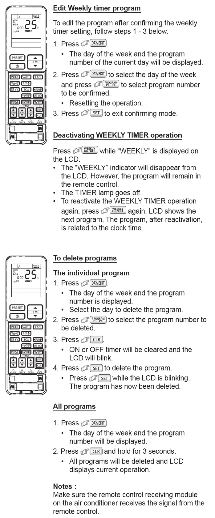 Toshiba RB-RXS33-E Wireless Infra-red Remote Controller - WEEKLY TIMER OPERATION 3