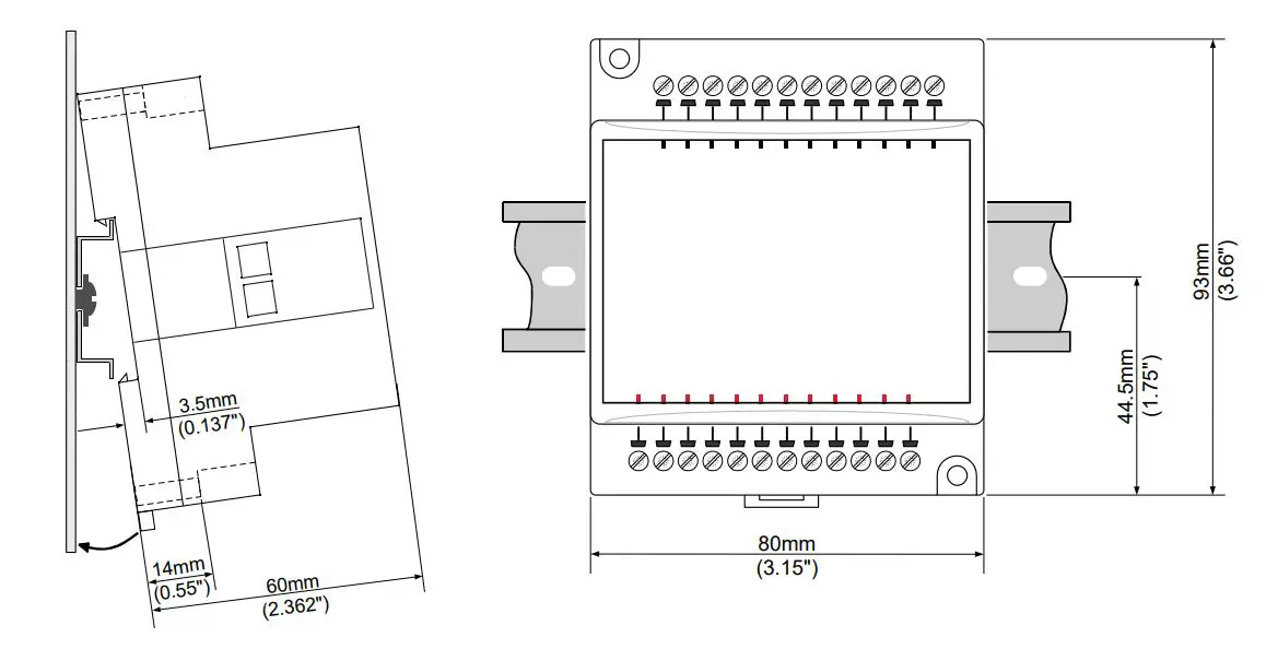 UNITRONICS IO-PT400 I-O Expansion Modules User Guide - DIN-rail mounting
