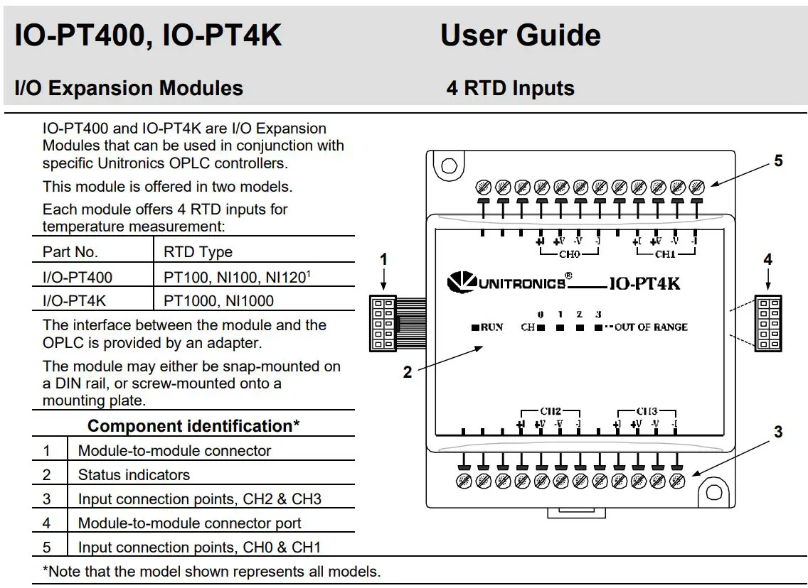 UNITRONICS IO-PT400 I-O Expansion Modules User Guide