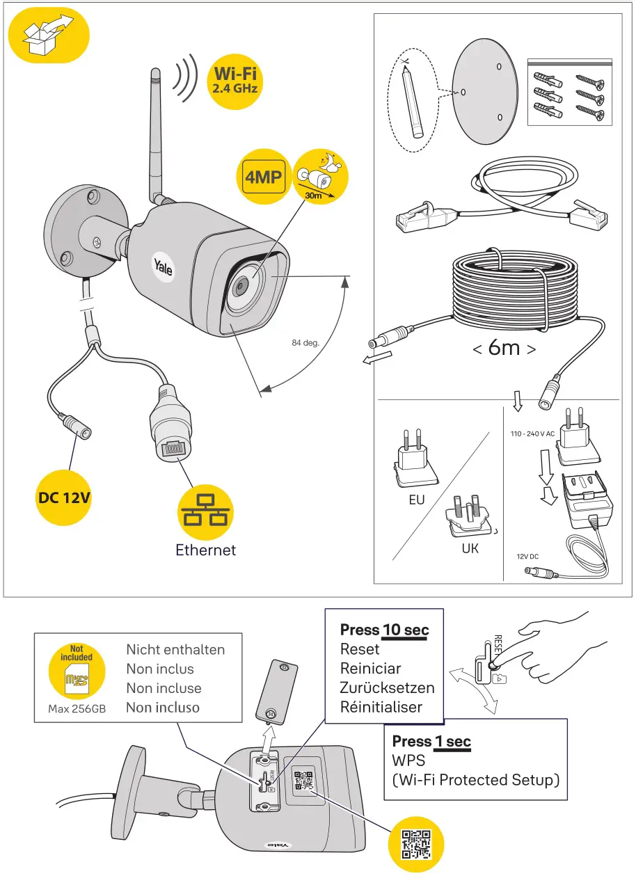 Yale SV-DB4MX-B Outdoor Pro Wi-Fi 4MP Camera - Inside the box & Overview