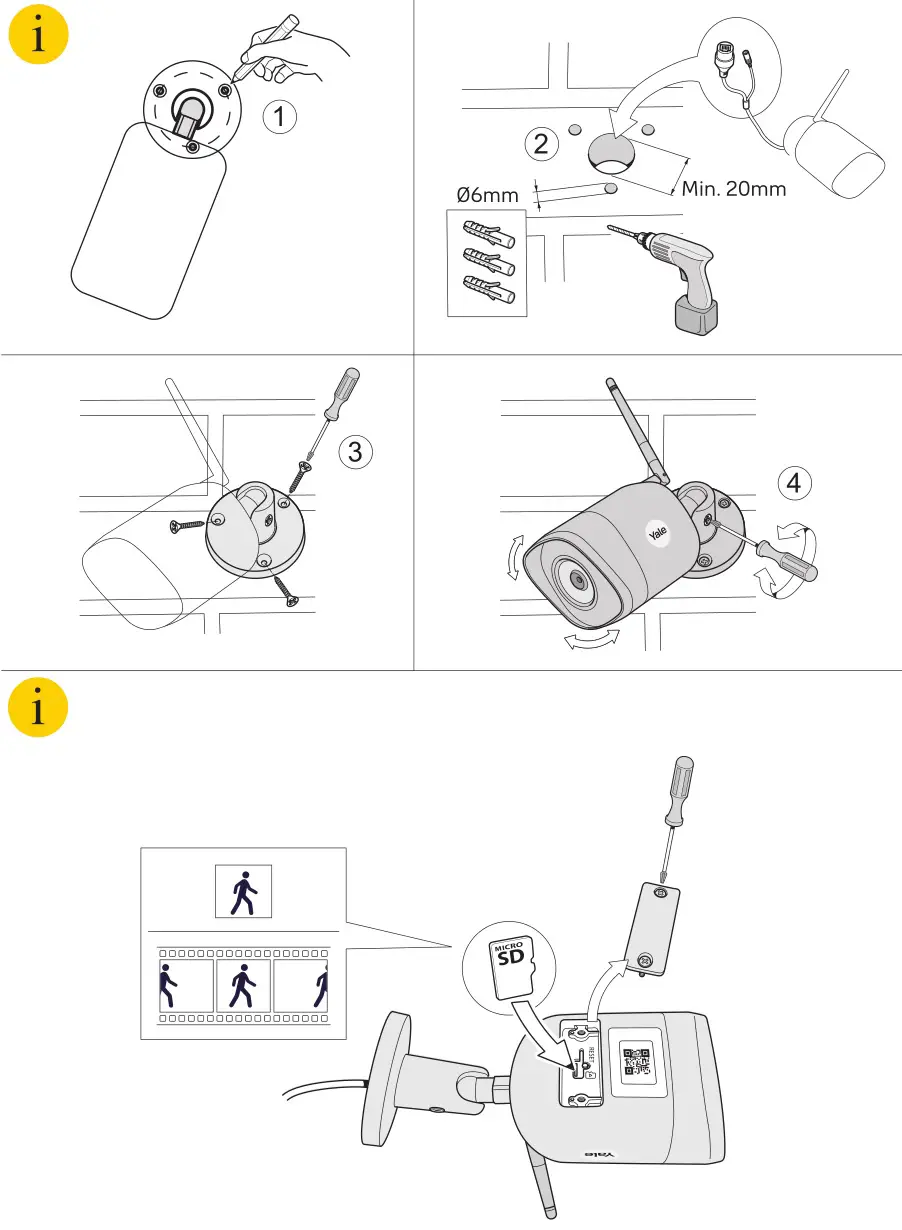 Yale SV-DB4MX-B Outdoor Pro Wi-Fi 4MP Camera - Placement & Insert Memory Card