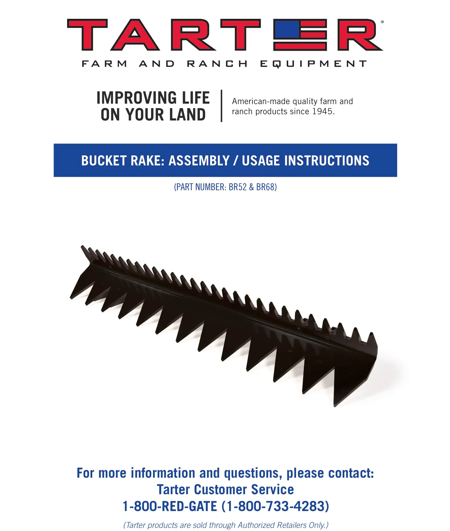 TARTER BR52 Bucket Rake Instruction Manual