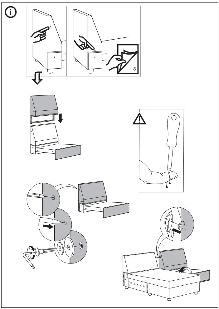 IKEA VIMLE2 1 Seat Sofa Instruction Manual - Assembly 3,1