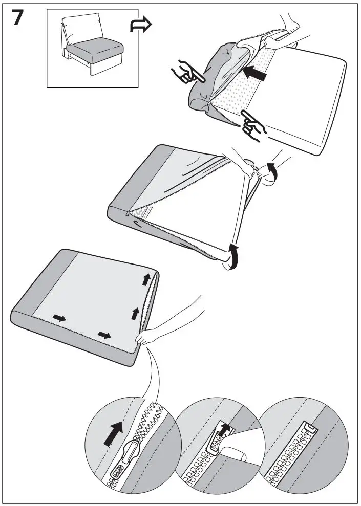 IKEA VIMLE2 1 Seat Sofa Instruction Manual - Assembly 7