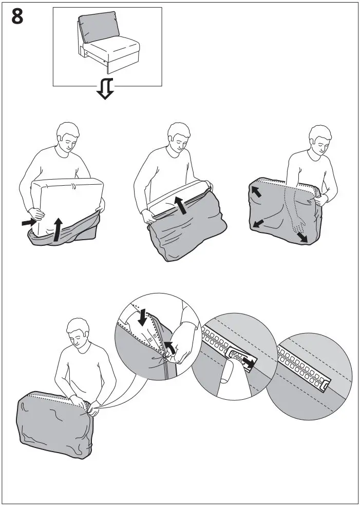 IKEA VIMLE2 1 Seat Sofa Instruction Manual - Assembly 8