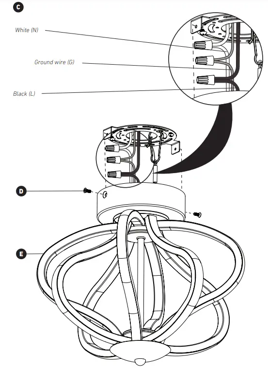 artika FM MD CR Meridian LED Ceiling Light - CONNECTING