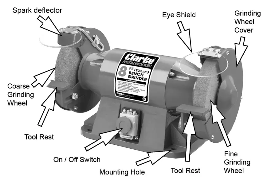 Clarke CHDBG900 8 Inch 200mm Bench Grinder - fig 1