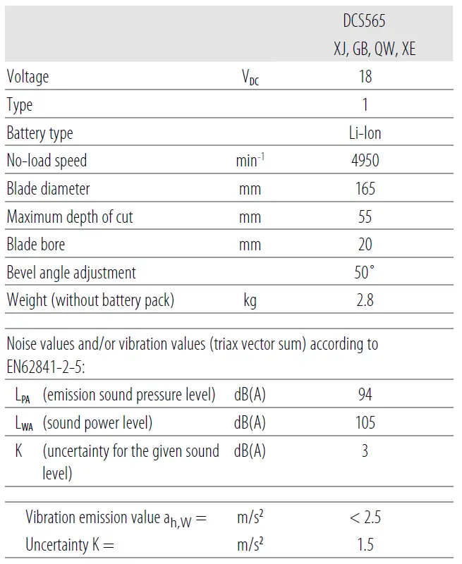 DEWALT DCS565 18v XR Brushless Circular Saw 165mm-15