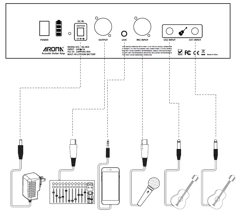 AROMA-AG-80A-Acoustic-Guitar-Amplifier-FIG-2