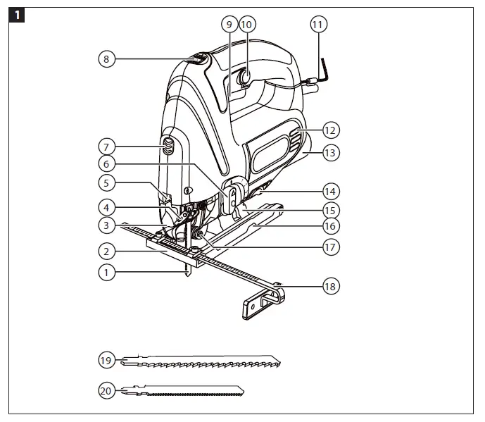 MEEC TOOLS 019058 Jig Saw Instruction FIG 1