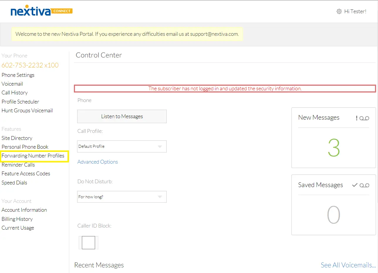 Nextiva Connect Forwarding Number Profiles