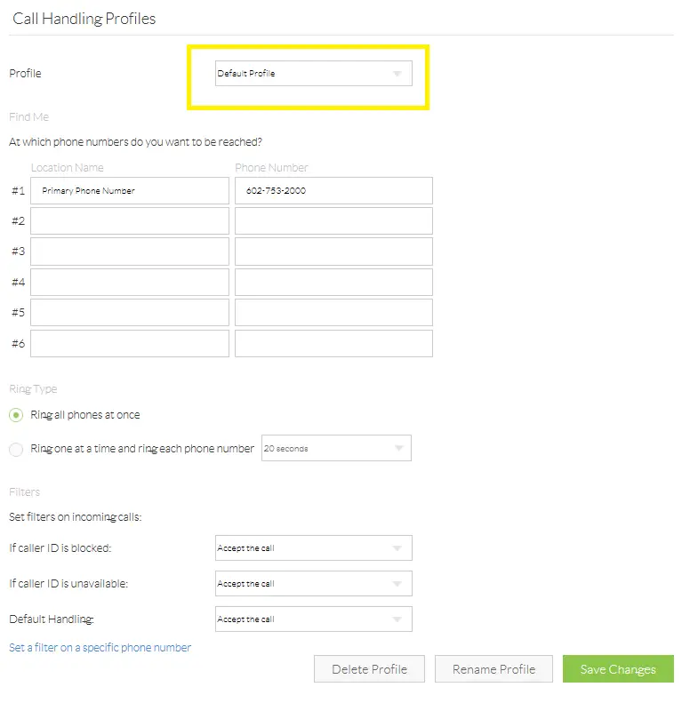 Nextiva Connect Default Profile