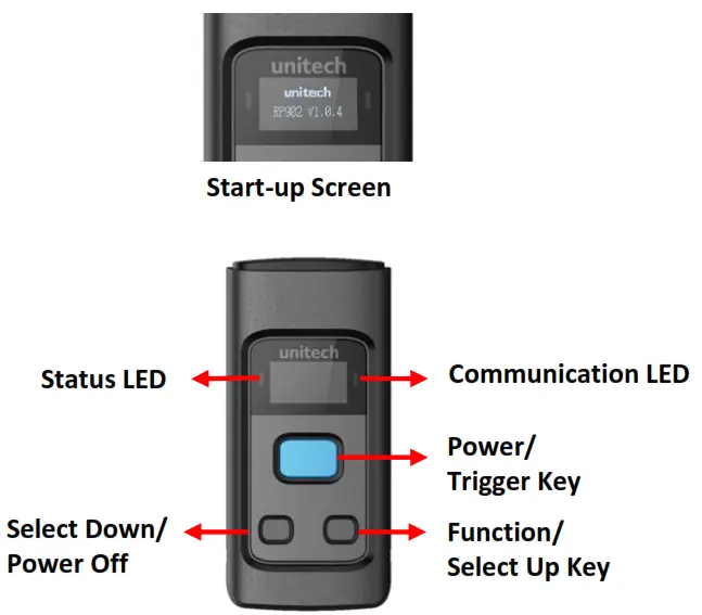 unitech RP902 Bluetooth UHF Pocket Reader - Start-up Screen