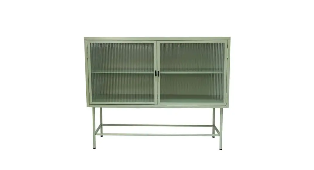 Maincraft Hhk-68734126 White Retro Style Fluted Glass Sideboard Storage Cabinet With Detachable Wide Shelves Instruction Manual