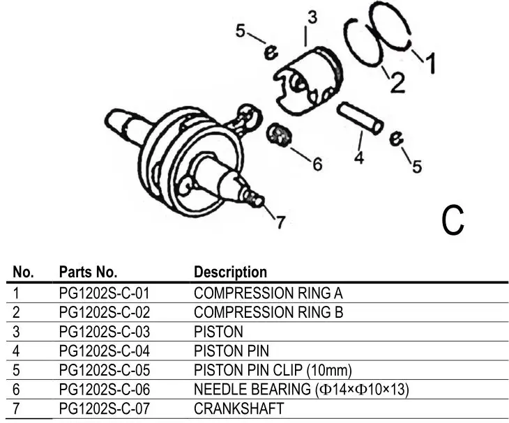 PG1202S Generator - Piston and Crankshaft Connecting Rod System Assy