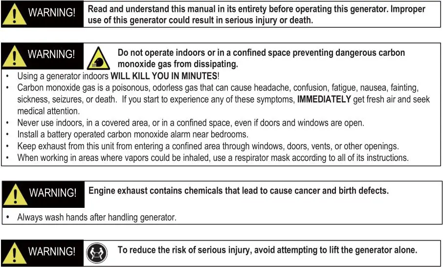 PG1202S Generator - Safety Instructions 1