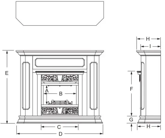 FIG 5 FIREPLACE & SYSTEM DIMENSIONS