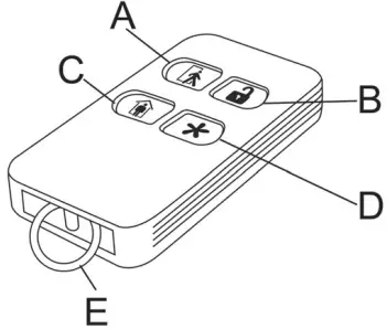 2GIG-KEY2-345 4 Button Keyfob Remote-FIG2