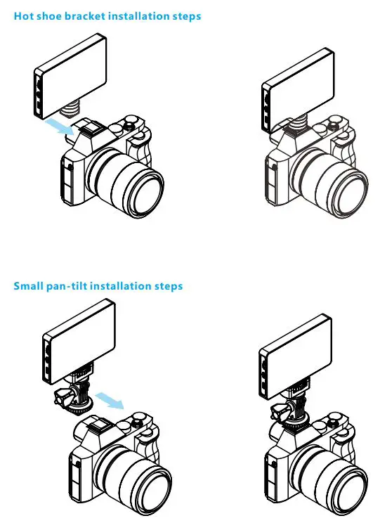 GVM-8RS RGB Full Color Camera Light User Manual - Install it on the camera as shown
