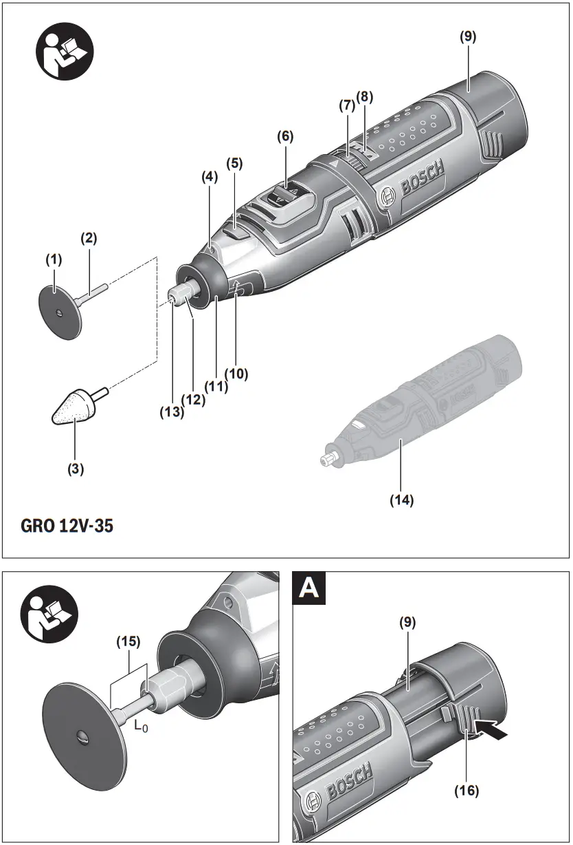 BOSCH GRO 12V 35 Cordless Rotary Tool - Figure 1