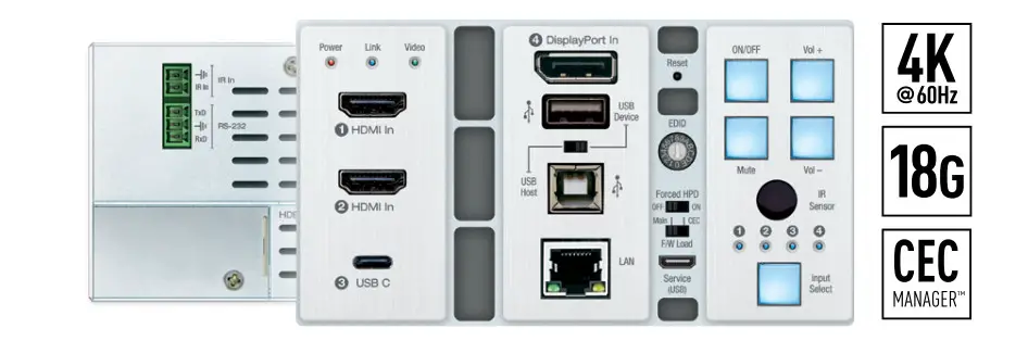 Keydigital HDBT PoH Wall Plate Switcher KD-X4x1WUTx -