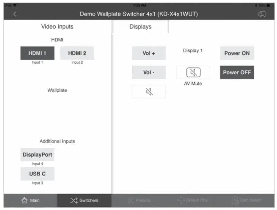 Keydigital HDBT PoH Wall Plate Switcher KD-X4x1WUTx - Control5