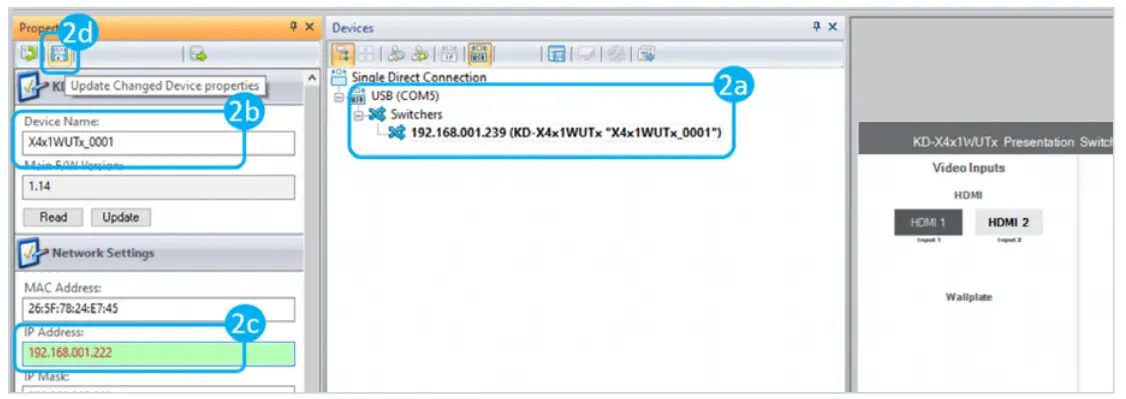 Keydigital HDBT PoH Wall Plate Switcher KD-X4x1WUTx - Save