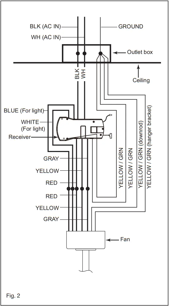 HINKLEY 903160FMW NDD Marin 60 Inch Indoor Outdoor Ceiling Fan with LED Lighting - ELECTRICAL CONNECTION 2