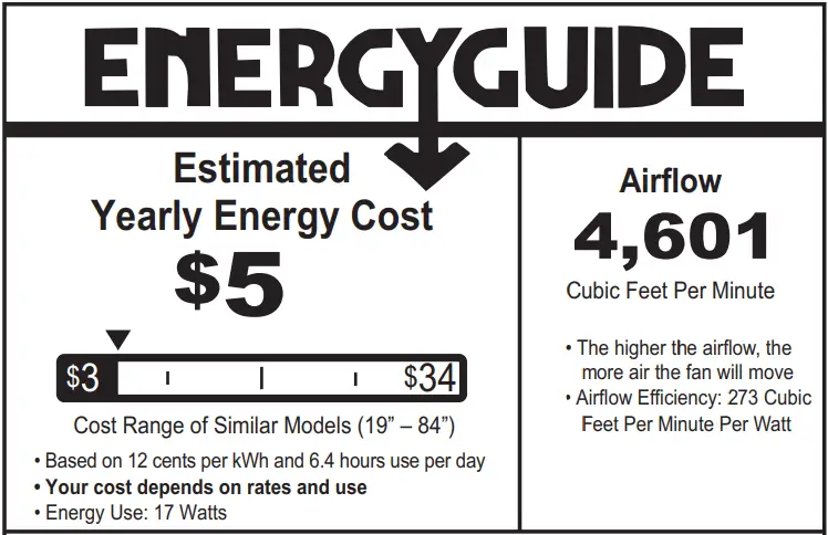 HINKLEY 903160FMW NDD Marin 60 Inch Indoor Outdoor Ceiling Fan with LED Lighting - ENERGY GUIDE