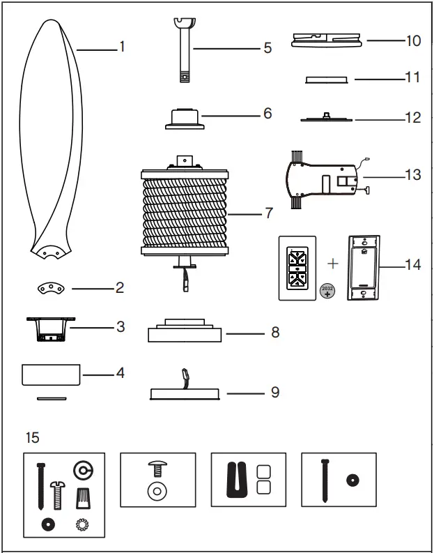 HINKLEY 903160FMW NDD Marin 60 Inch Indoor Outdoor Ceiling Fan with LED Lighting - parts