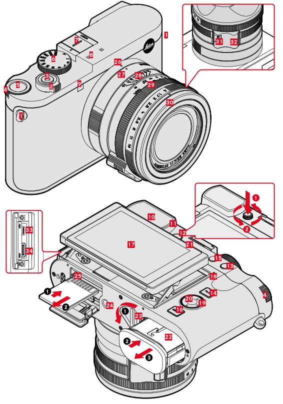 Leica Q3 Digital Camera - PART DESIGNATIONS