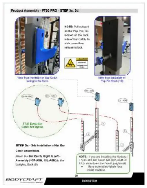 BODYCRAFT F733 Extra Bar Catch Set - Parts List