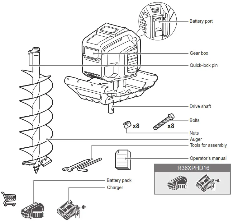 RYOBI R36PHD00 36V Brushless HP Post Hole Digger 6 0Ah Kit - Product Overview 2