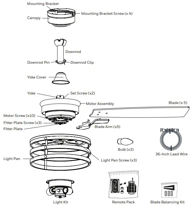 Honeywell 51855 Carnegie Ceiling Fan - Mounting Bracket
