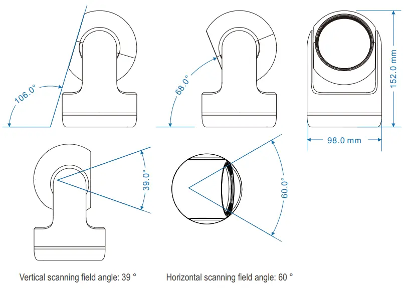 SUNLUX XL 2610 2D Desktop Barcode Scanner - Dimension