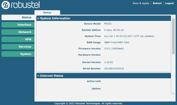 robuste R2011 Versatile IoT Router with 5 Ethernet Ports - Login to the Device 3