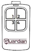 GUARDIAN UTX Universal 4 Button Remote Control Instruction Manual - Enter the four digit code corresponding