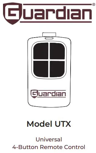 GUARDIAN UTX Universal 4 Button Remote Control Instruction Manual