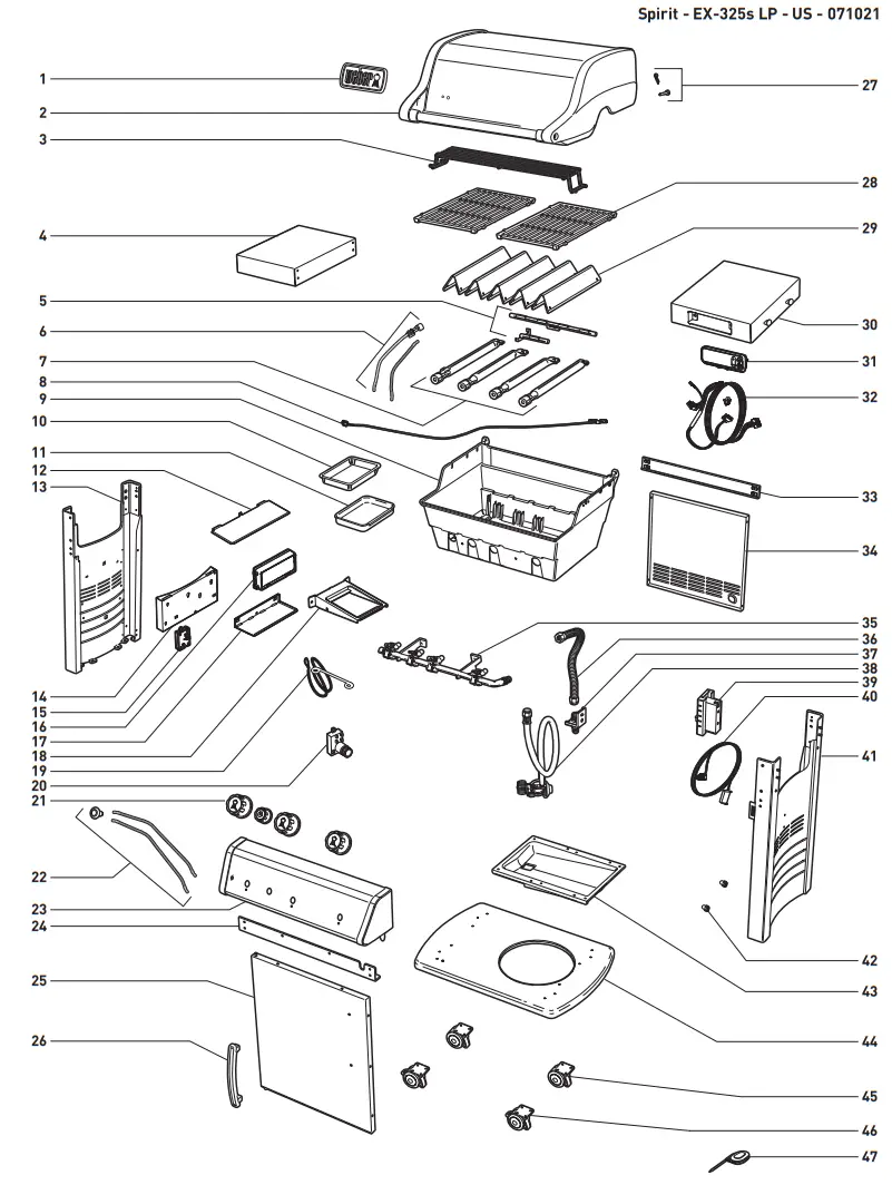 SPIRIT EX-325S Smart Propane Gas Grill - Replacement Parts