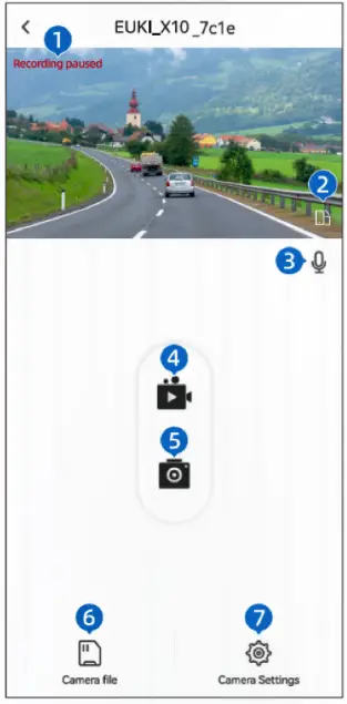 EUKI A170LKXLPVL Dash Cam 1080P Car Camera - App Interface