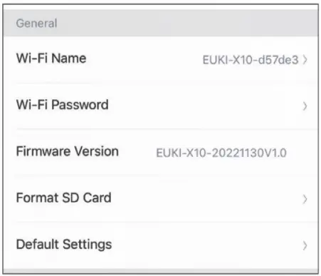 EUKI A170LKXLPVL Dash Cam 1080P Car Camera - Camera Settings 2