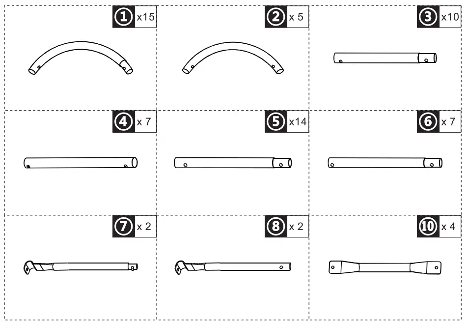 Outsunny 845-612V01WT Steel Walk In Polytunnel Greenhouse - parts